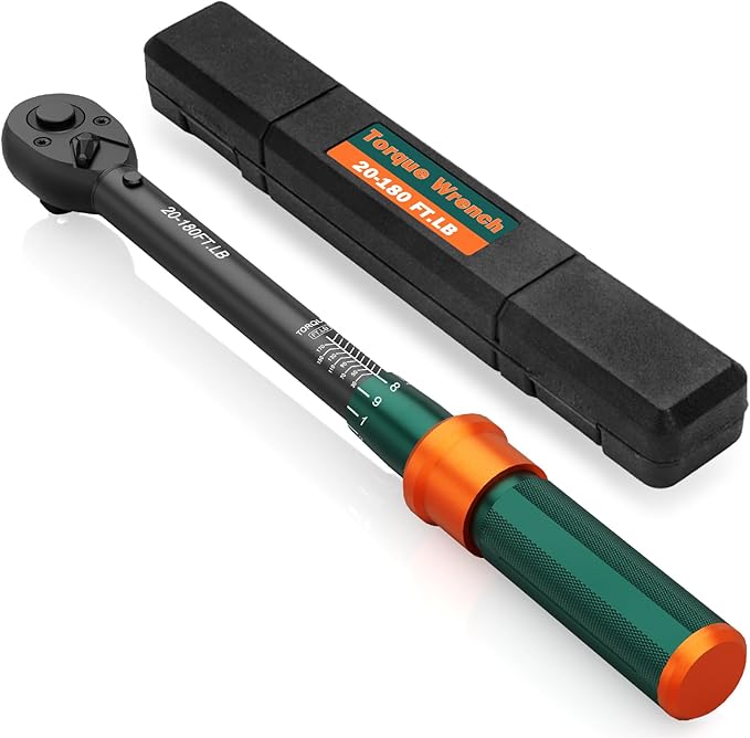 1/2 Click Torque Wrench, 20-180 Ft-lb, 72-Tooth Dual Direction Torque Wrench, ±3% Precision for Car, Truck, SUV, and Wheel Lug Nuts Maintenance