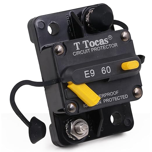 E9 60 Amp Circuit Breaker with Manual Reset | Waterproof IP67 Protection 12V - 72V DC 60A Switchable 60a
