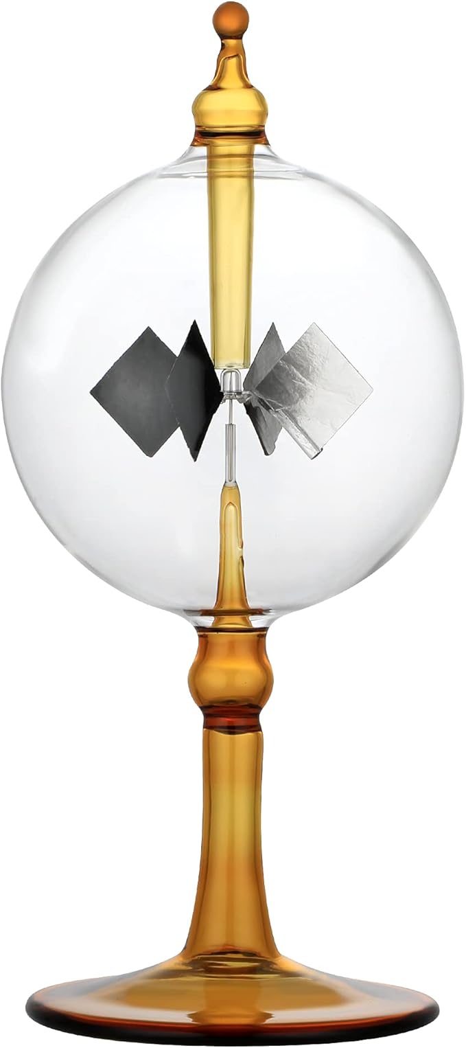 Solar Crookes Radiometer Glass Windmill Handmade for Party Home Decoration Gift L (Orange)