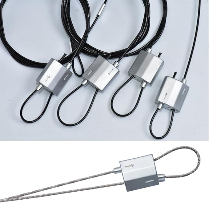 10 Pcs Upgrade Wire Rope Cable Clips, Wire Clips for christmas light clips for outside, outdoor cable clips, stainless steel wire, outdoor light clips, rope light clips, silver (1- 1.5 mm wire holes)