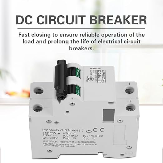 2P C65H-DC 250V DC Miniature Circuit Breaker DIN Rail Photovoltaic Switch for Solar Panels Grid System White(40A) (25A)