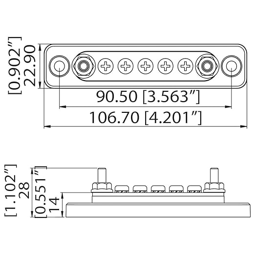 Gloaso 100A 12V Bus Bar Copper Power Distribution Block, 4x 3/16" Posts+ 5x #8/32 Screws Terminals Battery Buss Bar for RV Boat Solar Yacht Car Truck, Marine Busbars 48V DC, Negative&Positive 2 Pack