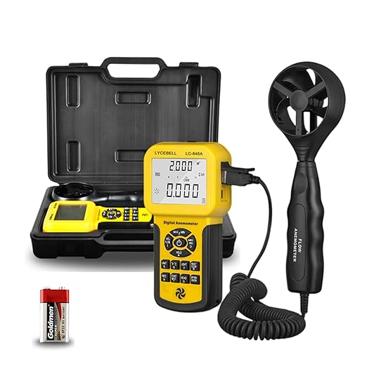 HVAC Anemometer Handheld CFM Meter LC-846A Wind Speed Meter with Back Light, MAX/MIN/AVG for Measure Air Flow Velocity Temp(Suitcase Included)