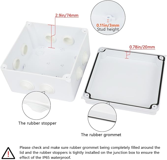 LeMotech Junction Box, ABS Plastic IP65 Waterproof and Dustproof, Universal Electrical Enclosure, Outdoor and Indoor Project Box 5.9X 5.9X 3.9 inch (150 x 150 x 100 mm)