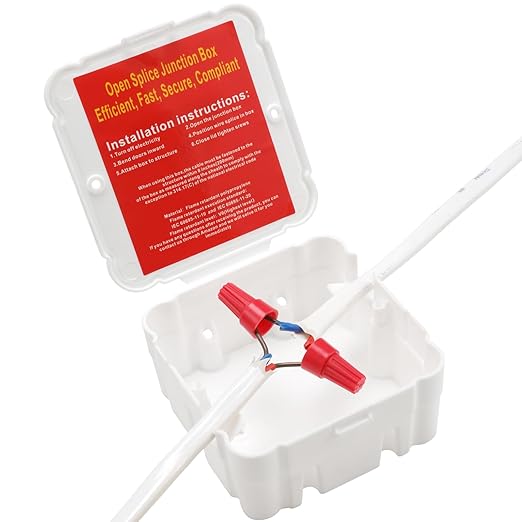 Open Splice Junction Box - Single, One-Piece Splice Repair Box. 5 Second Installation. White (1)