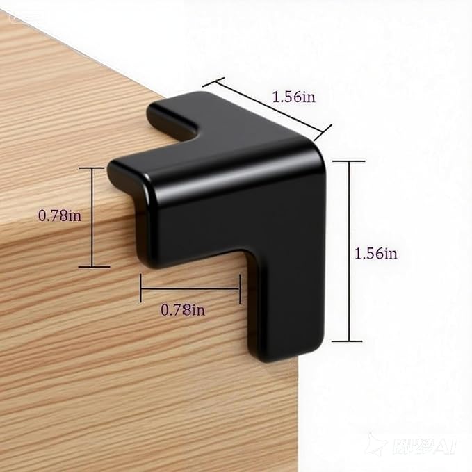 Silicone Corner Protector 10 Pack, Transparent Triangle Baby Proofing Guards, No Adhesive Soft Bumpers for Furniture, Tables, Windowsills & Counters (black)