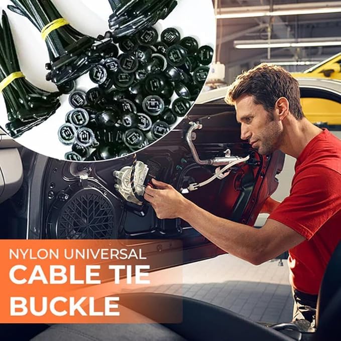 50pcs Nylon Universal Cable Tie Buckle – Heavy Duty Self-Locking Zip Ties With Pin & Button Design, Plastic Cable Ties Tool, UV Resistant Wire Ties for Car Daily Repair