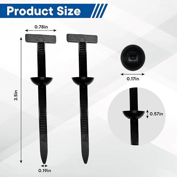 100 Pcs Nylon Universal Cable Tie Buckle – Heavy Duty Sided Snap Fit Zip Ties with Button Lock, UV Resistant Plastic Cable Fasteners for Automotive, Electrical & Daily Repair