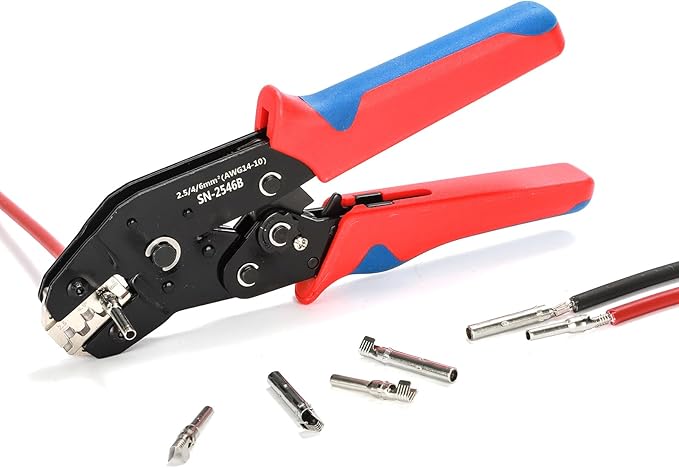 Solar PV Cable Crimping Tool for Solar Connectors Parts Accessories RV Camping Trailer AWG14-10 (2.5/4/6mm²) - 7 Inch Piler Crimper For Solar Panel Cable Assembly and Installation
