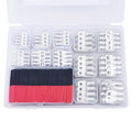 296 Pcs Tinned Copper Ring Terminal Kit (8-1/0 AWG) - 144 Battery Lugs (1/4″, 5/16″, 3/8″, 1/2″) with 152 Heat Shrink Tubes for Multi-Gauge Wire in Automotive, Inverter, Marine, RV Applications