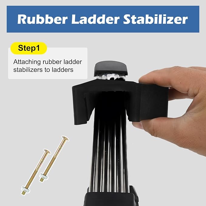 Rubber Steep Ladder Accessory Large Ladder Stabilizer with Strap and Screws Ladder Poles Non-Slip Mat for Telescopic Ladder, Single Straight Ladder, Engineering Ladder, Enhance Stability