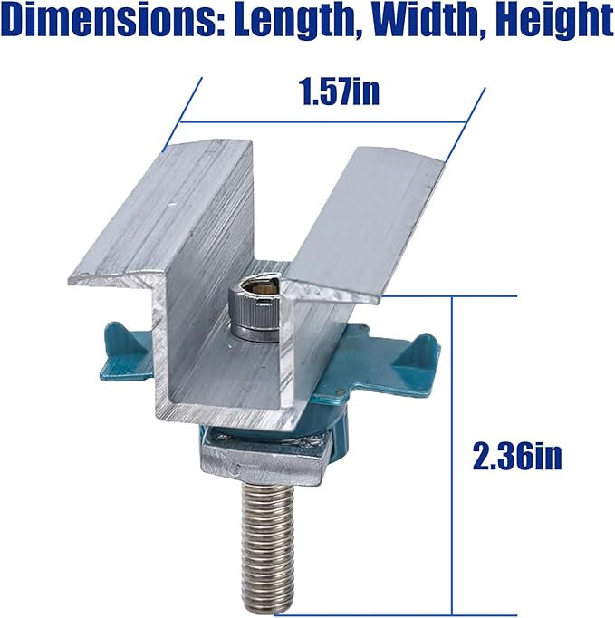 10Pcs Adjustable Solar Panel Mounting Bracket Clamps Fit for Unistrut System Mounting Clamp Bracket Adjustable Wide PV Photovoltaic Support Mid Mount Clips Standard Roof Solar Panel, with Nut Bolt