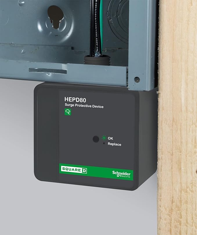 Square D HEPD80 Universal Whole House Surge Protection Device, 1-Phase, 3-Wire for 120/240V, 80kA