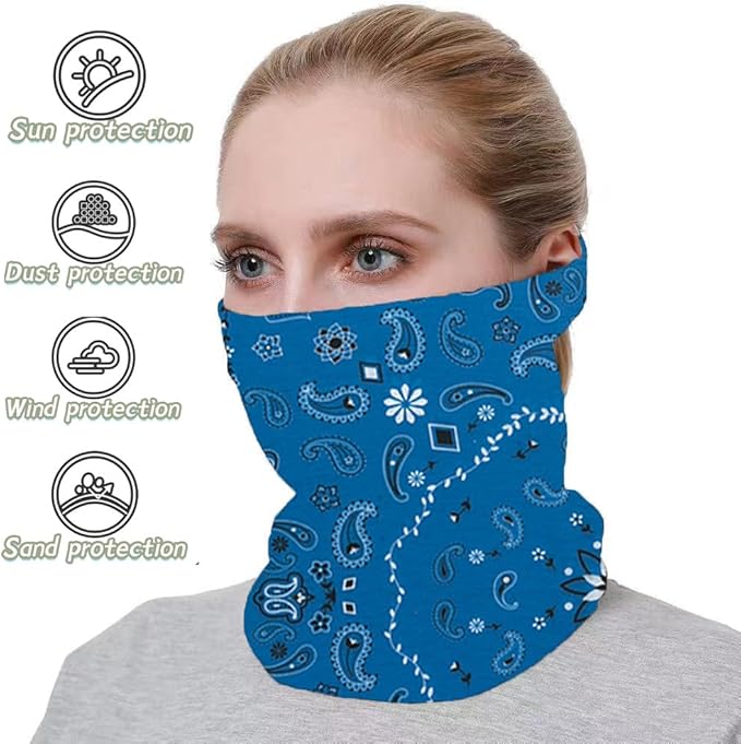Neck Gaiter Face Cover Bandana Mask Scarf, Breathable Sun& Dust-proof for Cycling Running Fishing Hiking