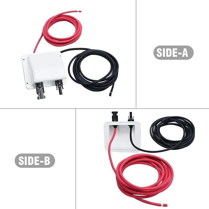 VIKKSAER Solar Cable Entry Gland Box with 10FT 10AWG Soft Solar Extension Cable and Connector, UV Resistance Dual Cable Entry Gland Housing on RVs, Caravans, Boats, Campers (White(10FT))
