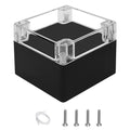 LeMotech Project Box ABS Plastic IP65 Waterproof Dustproof Electrical Junction Box with Clear Cover Outdoor Enclosure for Electronics, Black 4.7"x 4.7"x 3.5"(120x120x90mm)(Pack of 1)