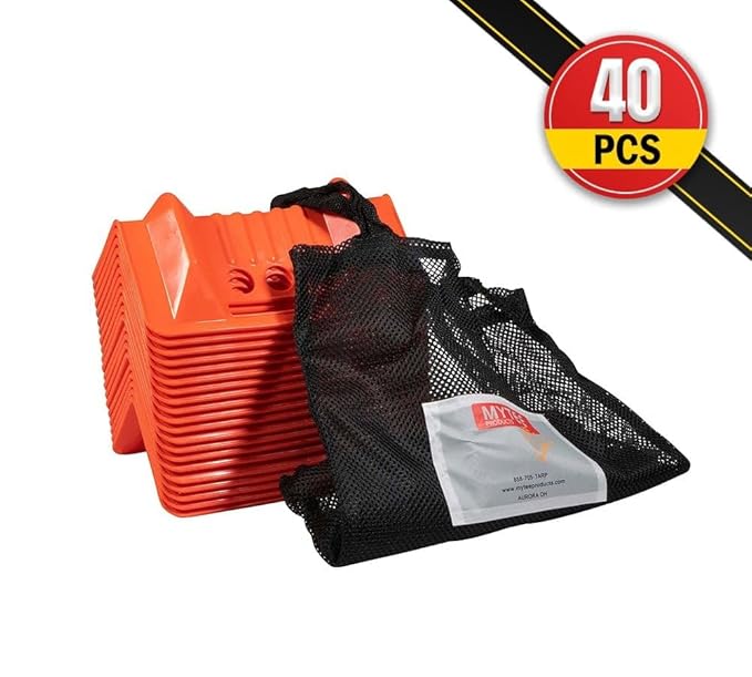 Mytee Products (40 Pieces 4"x10" Orange Corner Protector V Shaped Flatbed Edge Guards with Carrying Case - Cargo Load Corner Edge Protector and Tie-Down Strap Guard for Flatbed