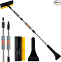 53" Extendable Retractable Snow Brush & Ice Scraper for Car SUV Truck - 360° Pivoting Brush Head with Comfort Foam Grip, Windshield Cleaner Tool
