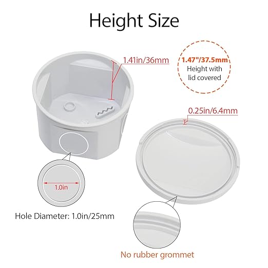 LeMotech Junction Box, Electrical Box IP55 Water Resistant Dustproof ABS Plastic Project Enclosure for Electronics White, External Size D2.9 x H1.7 inch
