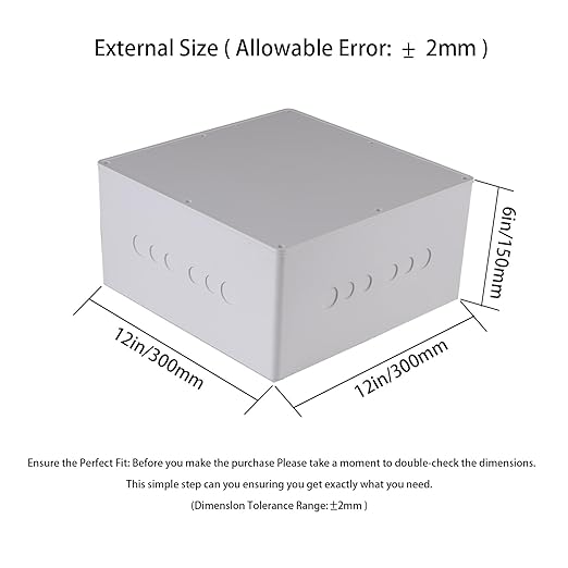 12" x 12" x 6" PVC Plastic Junction Box with Pre Molded 3/4" & 1" Punch in Holes Waterproof Electrical Boxes Project Junction Conduit Box for Electrical Outdoor Enclosure
