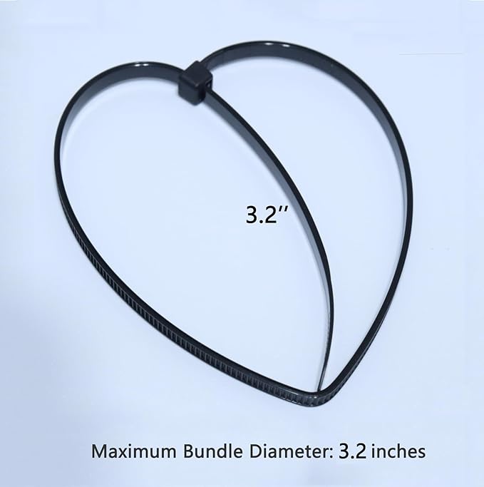 Zip Ties 12 inches Black (100 pack),PA66 UV Resistant Long Cable Ties for indoor and outdoor use, 60lb Tensile Strength