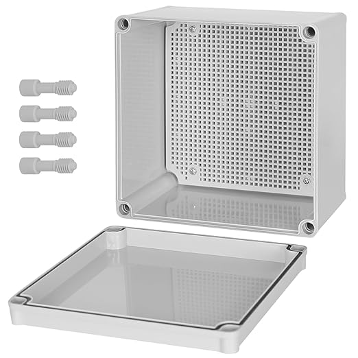 Junction Box，7.9"x 7.9"x 5.1" Outdoor Electrical Box with Mounting Plate, IP67 Dustproof Waterproof ABS Plastic Project Box, DIY Electrical Enclosure Gray (200x 200x 130 mm)