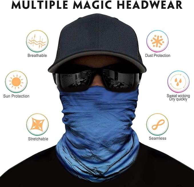 Venswell Neck Gaiter Face Mask Men Women,Seamless Bandana Rave Face Cover Scarf Mask,Balaclava,Headband, Head Wrap,Headwear