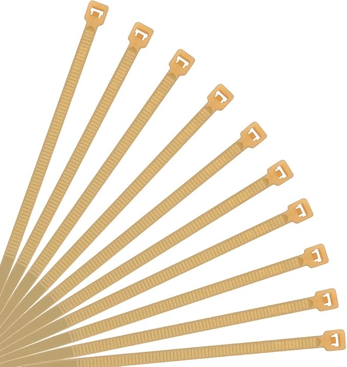 XINGO 8 Inch Cable Zip Ties (500 Pack), 40 Lbs Tensile Strength-Heavy Duty, Self-Locking Nylon Plastic Nylon Wire Ties for indoor and outdoor use(Gold)
