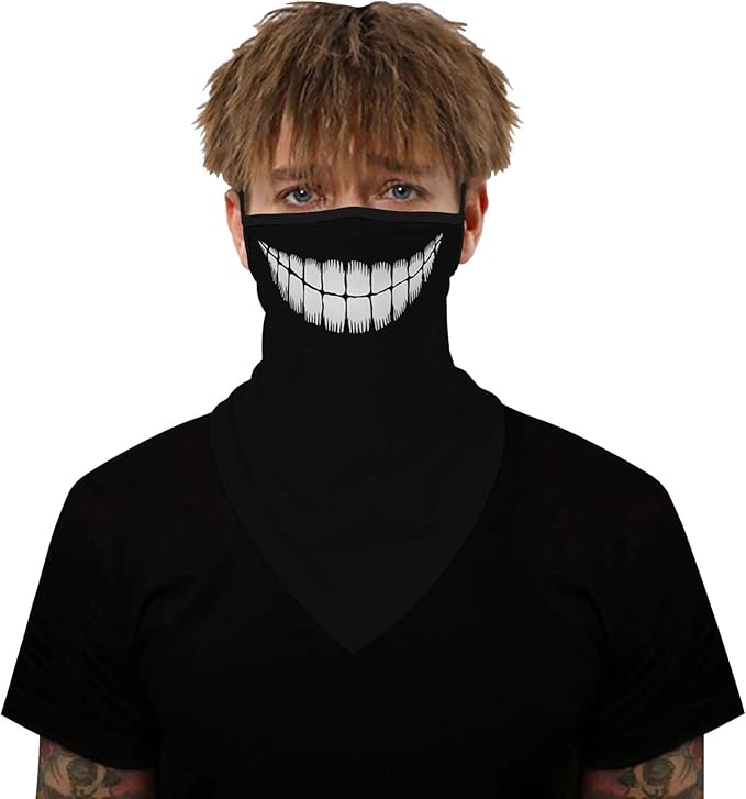 YAYOUREL Neck Gaiter Face Mask Bandanas for Men Women UV Face Scarf Cover Ear Loop Hole Facemask for Fishing Running Cycling