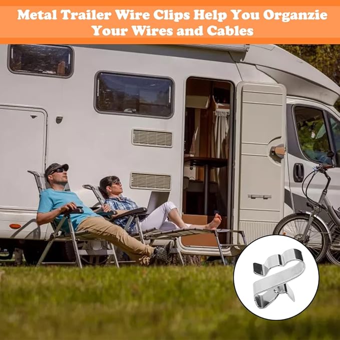 80 Pcs Trailer Frame Wire Clips Stainless Steel Metal Cable Clip 22.5 mm Solar Panel Wire Clips Double Wire Clamps for PV Wiring Boat Cable