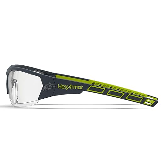 HexArmor MX250 Clear Safety Glasses for Men and Women | Anti-Fog | Scratch Resistant Wrap Around Lenses | Modern-Safety Glasses | Metal-Free | Certified ANSI Z87 | 100% UV Protected Eyewear