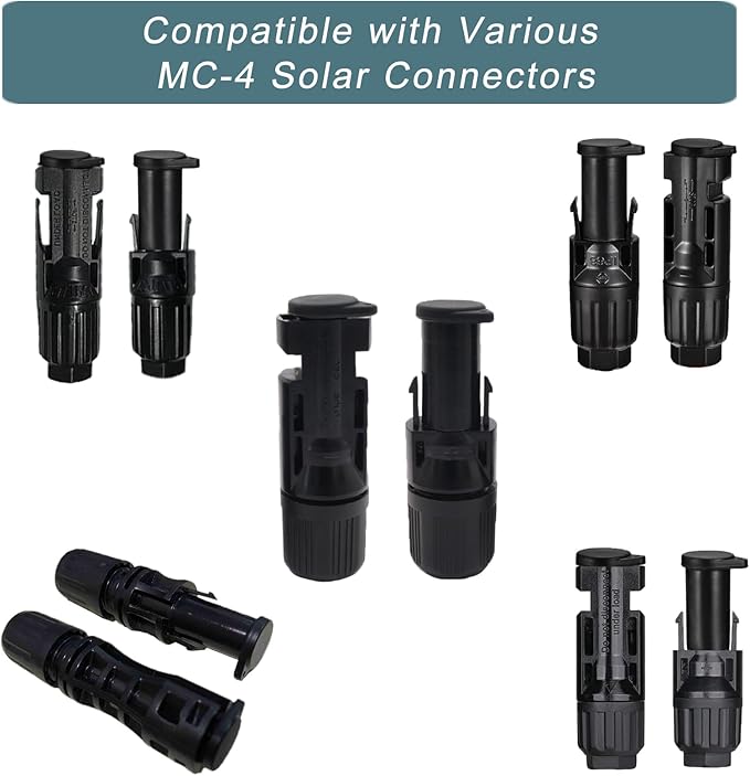 Solar Connector Caps, IP67 Solar Panel Connector Cap Weather Resistant Dust Male and Female Cap for MC-4 Solar Connectors (5 Pairs)