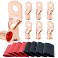 TKDMR 8pcs 3/0 AWG-3/8 Battery Lugs,Heavy Duty Wire Lugs,Ring Terminals,Battery Cable Ends,0 Guage terminals,Battery Terminal Connectors with 8pcs 3:1 Heat Shrink Tubing