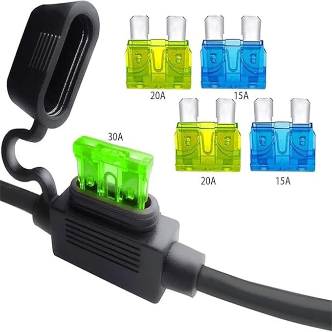 2Pack 12AWG Solar 45A Connecter to O Ring Terminal, Dual Fuse Holder Cable, Compatible with Anderson Connector Port, for Automotive Portable Power Station Solar Generators- 2FT