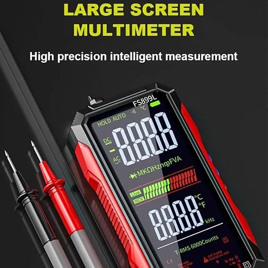 Digital Multimeter FS899L Upgraded - USB Rechargeable 6000 Counts True RMS Tester with Color Screen, Auto-Ranging for Home/Industrial/Car Electrical Testing (FS899C)