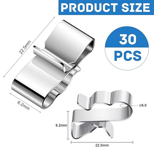 Trailer Frame Wire Clip Stainless Steel Metal Cable Clips Solar Panel Clip Double Wire Clips Clamps for Boat Cargo Camper 30Pcs
