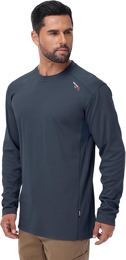FR Shirts for Summer 5.5OZ Lightweight Breathable Vented Mesh Flame Resistant Long Sleeve Crew T-Shirt CAT2