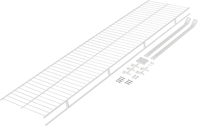 Rubbermaid Direct Wall Mount Closet Shelf, 4 Ft. Wide, Mounting Hardware Kit Included, White, Wire Shelving Organizer System for Home/Laundry/Bathroom/Mudroom/Pantry/Linen Closet