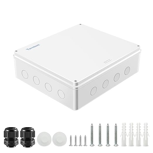 Waterproof Electrical Junction Box (15.7"x13.8"x4.7") with 12 Reserved Holes for Electronics - Sturdy ABS Plastic IP65 Dustproof Project Enclosure - White, (400x350x120mm)