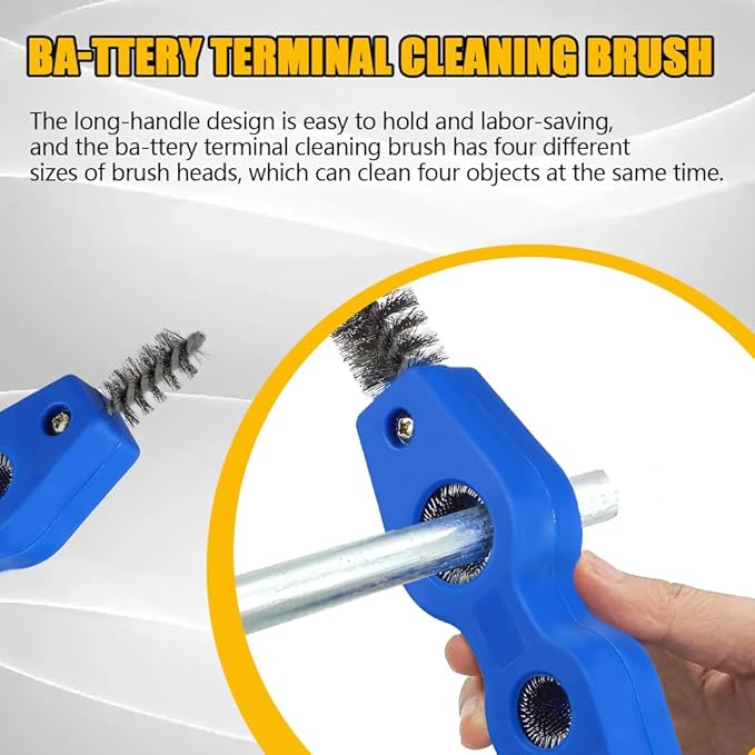 4 in 1 Car Battery Cleaning Brush, Battery Terminal Cleaner, Copper Pipes Cleaner Brush Tool, Auto Universal Interior and Exterior Battery Terminals Machine Parts Anti-Corrosion Battery Terminals