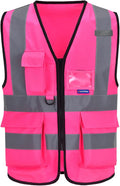 A-SAFETY Pink High Visibility Safety Vest with Reflective Strips, Multiple Colors Available,X-Large