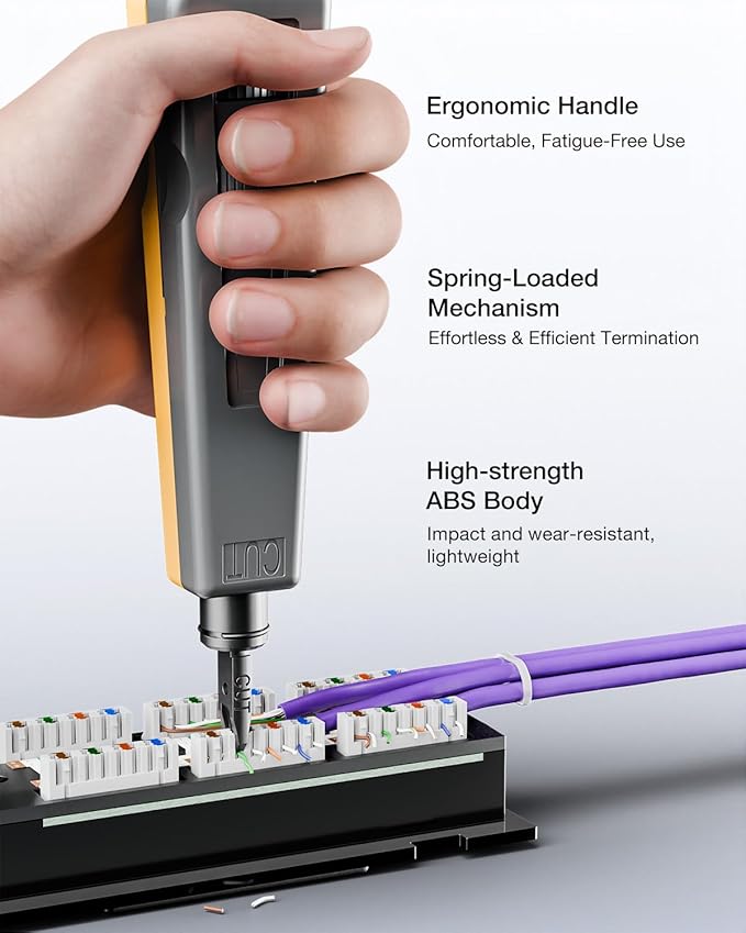 VCELINK RJ45 Crimp Tool Kit for CAT7/6A/6/5E/5, Upgraded Network Tool Set with an Ethernet Crimper, Cable Tester, 25 RJ45 Ends & Boots, Cable Tester, Wire Stripper and Keystone Puncher in a Cloth Bag