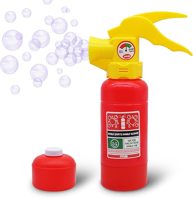 JOYIN Automatic Bubble Maker Fire Extinguisher Bubble Blower Machine with Solution (230 ml) for Kids, Indoor and Outdoor Play, Summer Themed Party and Birthday Gift