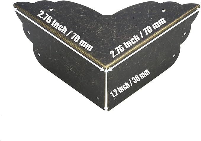 Mcredy Corner Protectors for Furniture,4 Pack Table Corner Protectors Metal Bronze Box Corners Decorative 2.8x2.8x1.2(LxWxH),Side Length 2.8"