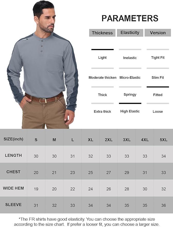 FR Shirts for Men 5.5OZ Lightweight Stretch Patriot Baseball T-Shirt Work Shirt