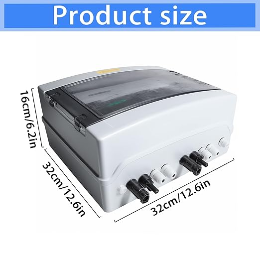 2 String Solar PV Combiner Box 2 in 2 Out IP65 DC500V 32A Circuit Breaker Surge Protector PV Fuse Solar Disconnect Switch Outdoor Waterproof Solar Panels System