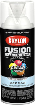Krylon Fusion All-In-One Adhesive Spray Paint for Indoor/Outdoor Use, 12 oz, Clear