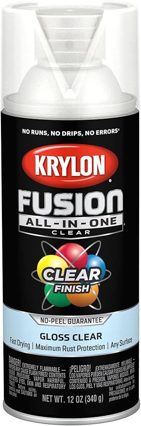 Krylon Fusion All-In-One Adhesive Spray Paint for Indoor/Outdoor Use, 12 oz, Clear