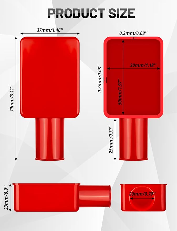 12 Pcs Battery Terminal Cover, Red and Black Isolate Soft Rubber Battery Terminal Protector, Soft Rubber Positive Negative Car Insulating Protector for Electric Bike Car Motorcycle Truck