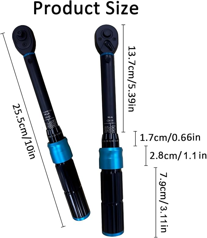 1/4-Inch Drive Click Torque Wrench, 44.3~221.3 IN.LB/5-25 N.m, ±3% Accuracy, 72-Tooth Dual Range Scales Adjustable Torque Wrench for Car Repair, Bike, Motorcycle